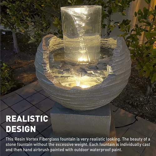 Rock water fountain with - water,