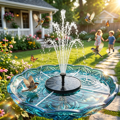 Solar bird bath - bird, fountain